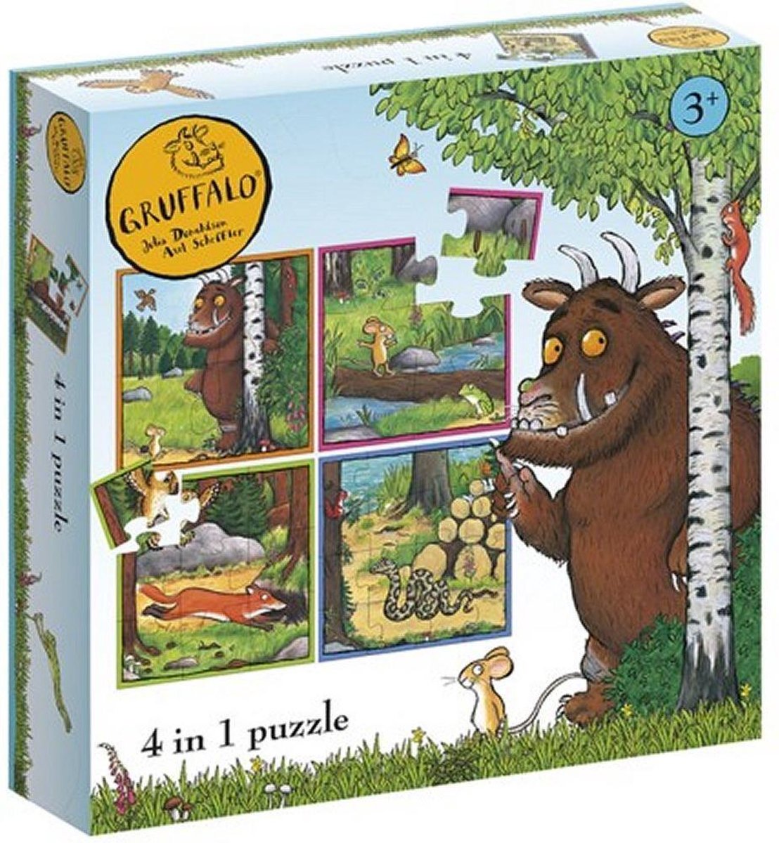 Gruffalo puzzel 4 in 1 puzzel educatief peuter speelgoed - kinderpuzzel 4x6x9x16 stukjes leren puzzelen - 3 jaar en ouder - Bambolino Toys - Bambolino