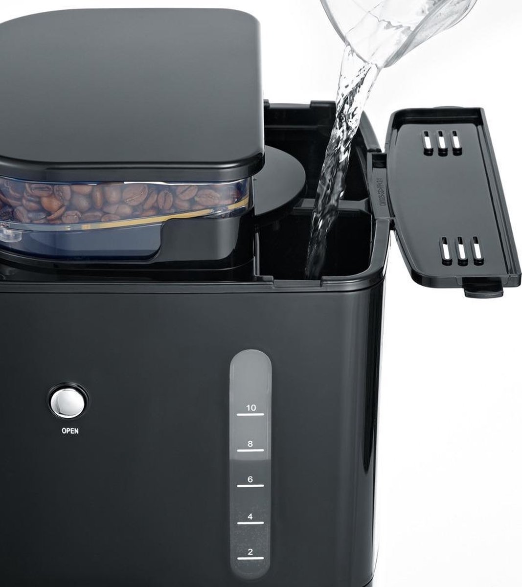 SEVERIN - Filterkoffiezetapparaat voor 10 kopjes, filterkoffiezetapparaat/Amerikaans koffiezetapparaat met 1,25 l glazen kan, met verwarmingsplaat en automatische uitschakeling, roestvrij staal/zwart