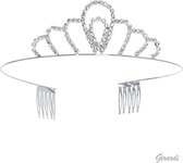 Tiara voor Kinderen - Prinsessen Kroontje met Strass - Zilverkleurig Metaal