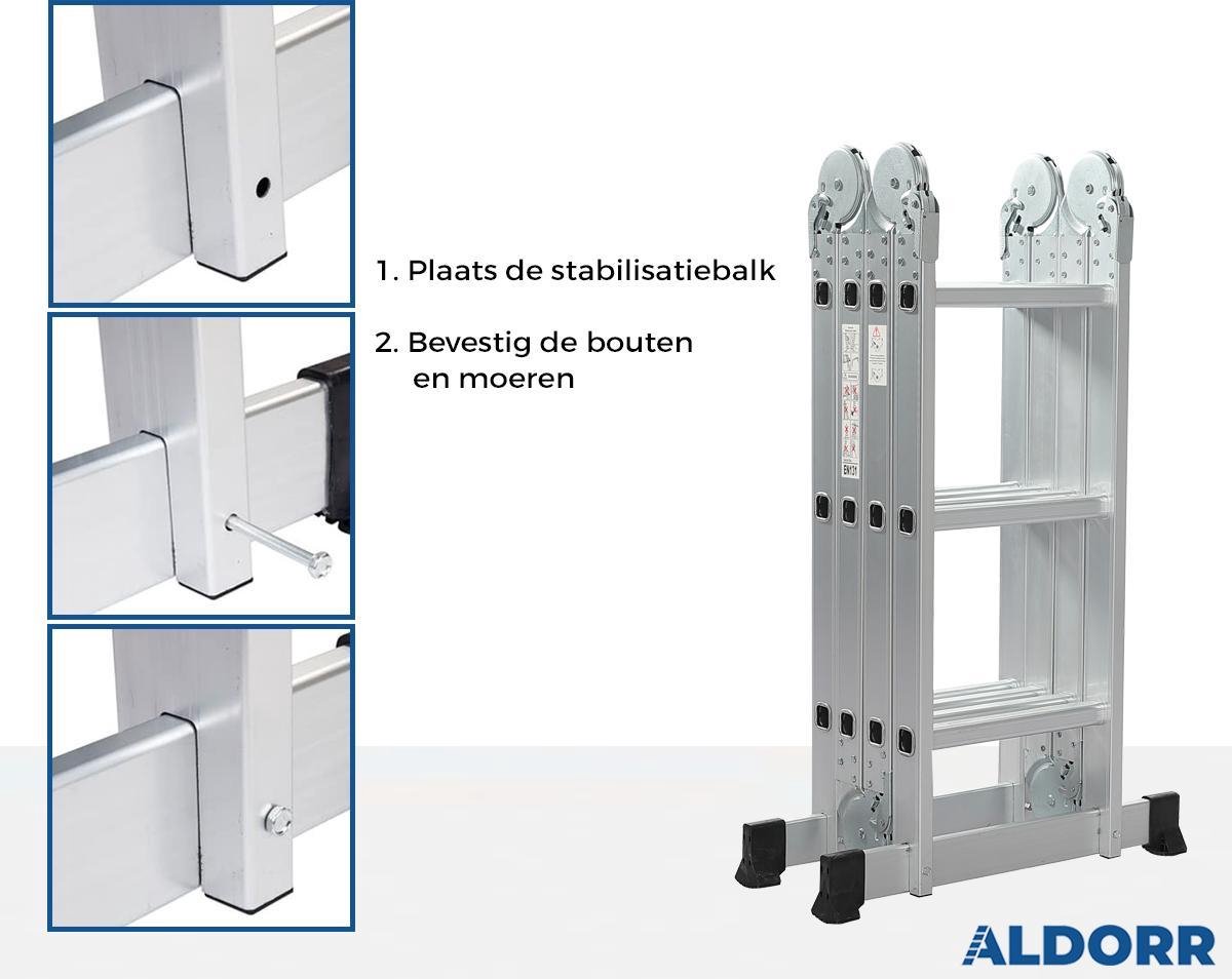 ALDORR Home - Vouwladder Aluminium 4 x 5 treden zonder platform - 2,80 meter – foto 4
