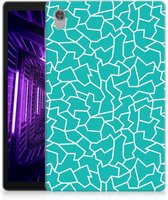 Back Cover Lenovo Tab M10 HD (2de generatie) Siliconen Hoes Cracks Blue met transparant zijkanten