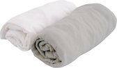 DOUX NID Lot 2 vellen-covers Jersey witte en grijze parel 70 x 140 cm