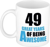 49 great years of being awesome cadeau mok / beker wit en blauw