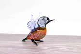 IJsvogel glazen vogel met open vleugels 12x9x7 cm