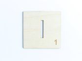 HOUTEN WANDDECORATIE / WOODEN WALL DECORATION - MUURDECORATIE / WALL ART - Letter tegel I / Tile I - 11 x 11cm - LICHT HOUT / NATURAL WOOD - WOORDFEUD / WORDFEUD - LETTERSPEL - SPE