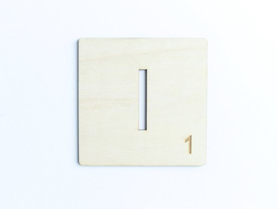 HOUTEN WANDDECORATIE / WOODEN WALL DECORATION - MUURDECORATIE / WALL ART - Letter tegel I / Tile I - 11 x 11cm - LICHT HOUT / NATURAL WOOD - WOORDFEUD / WORDFEUD - LETTERSPEL - SPELBORD - SCRABBLE - NAAMBLOKJES - LETTERBLOKKEN