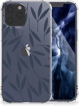 Telefoonhoesje  iPhone 12 Pro Max Leuk Case met transparante rand Leaves Blue