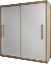InspireMe- Zweefdeurkast Kledingkast Garderobekast met planken en kledingstang - 204x58x218 cm (BxDxH) -NICO (Sonoma+Wit)