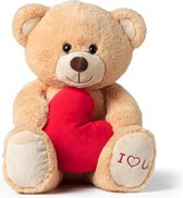 VALENTIJN BEER - Teddybeer - Valentijnsdag- BRUIN - 14x19x25 CM