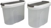 Opbergbox 1 liter - Transparant / Grijs - Kunststof - Set van 2