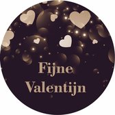 Wensetiket - Sluitzegel - Fijne Valentijn etiketten Zwart/Beige - Valentijn stickers - 40 mm - 40 st