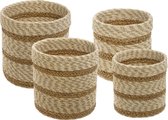 Atmosphera Jute mandenset - bloempot - Naturel - Set van 4 - Opberger - Zeegras