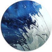 Dibond Wandcirkel - Blauwe Verfstrepen - 70x70cm Foto op Aluminium Wandcirkel (met ophangsysteem)