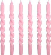 Candle Party X Kyra Vetketel - gedraaide kaarsen - twisted candles - Spiraal Effen Licht roze - set van 6