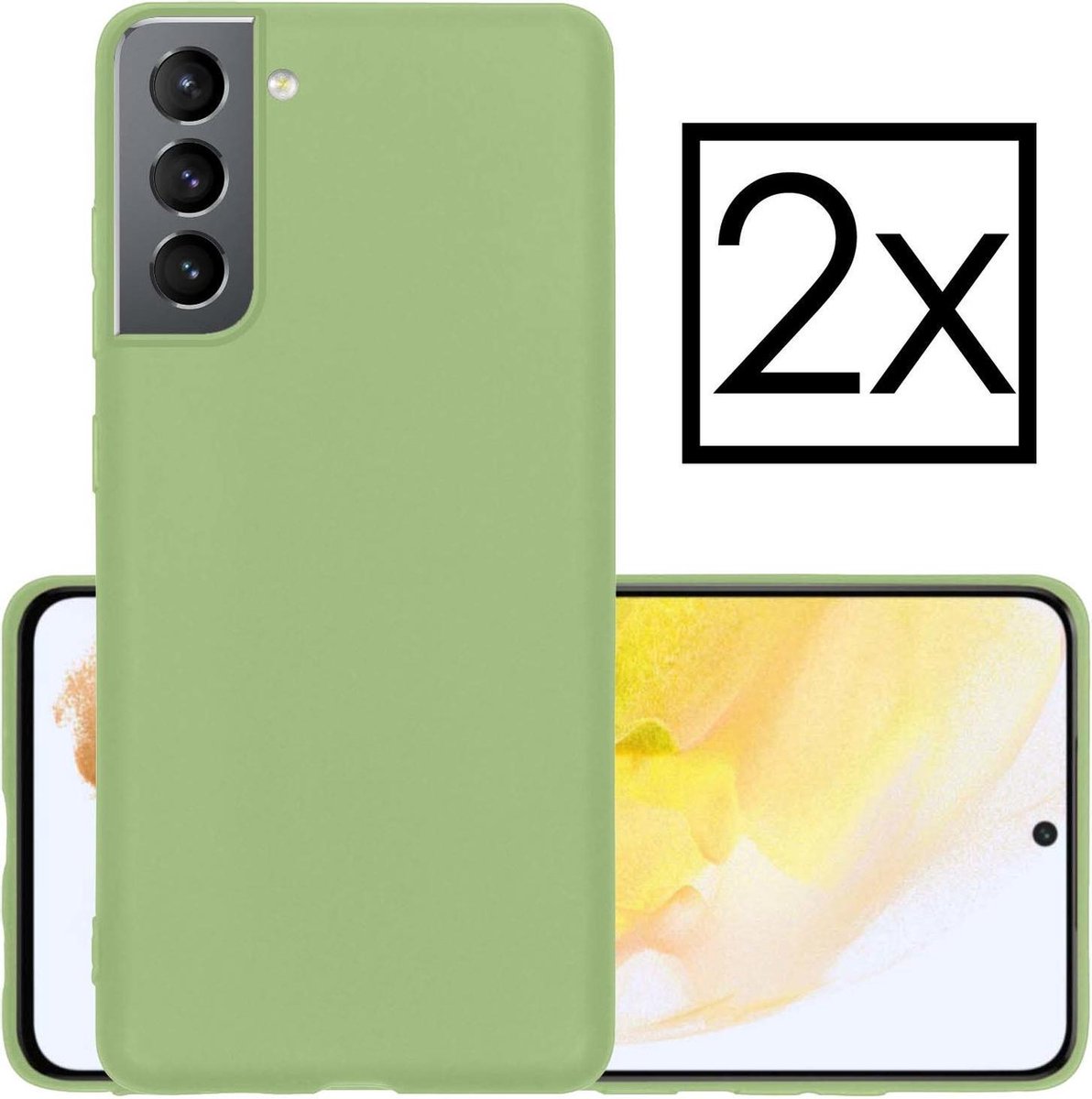 Hoesje - 2 Stuks - Geschikt voor Samsung Galaxy S21 - Sterk & Shockproof - Case Siliconen - Back Cover - Telefoon Hoes - Groen