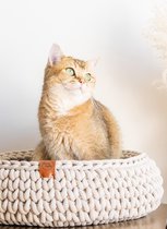 Sunny Baskets - Kattenmand gerecycled katoen handgemaakt beige - Maat S 32/34 cm doorsnede