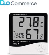 Duo Commerce - Digitale Thermometer Hygrometer - Precisie Temperatuur Vochtigheid - Klok / Indoor Outdoor Luchtvochtigheidsmeter