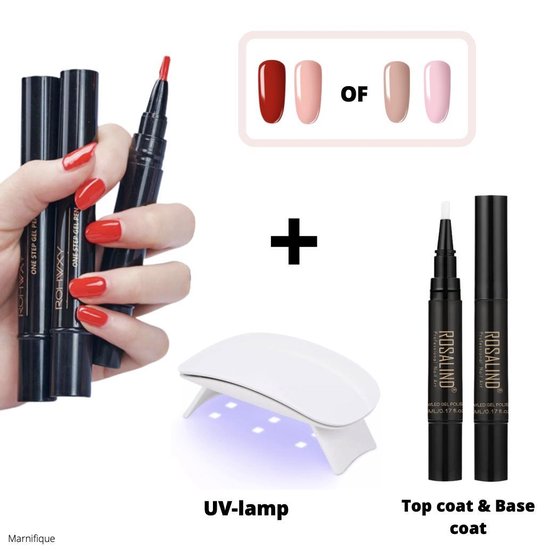 NIEUW - Gellak set - kit - Gel nagellak pen - 4 kleuren - UV mini nagellamp  - zonder... | bol.com