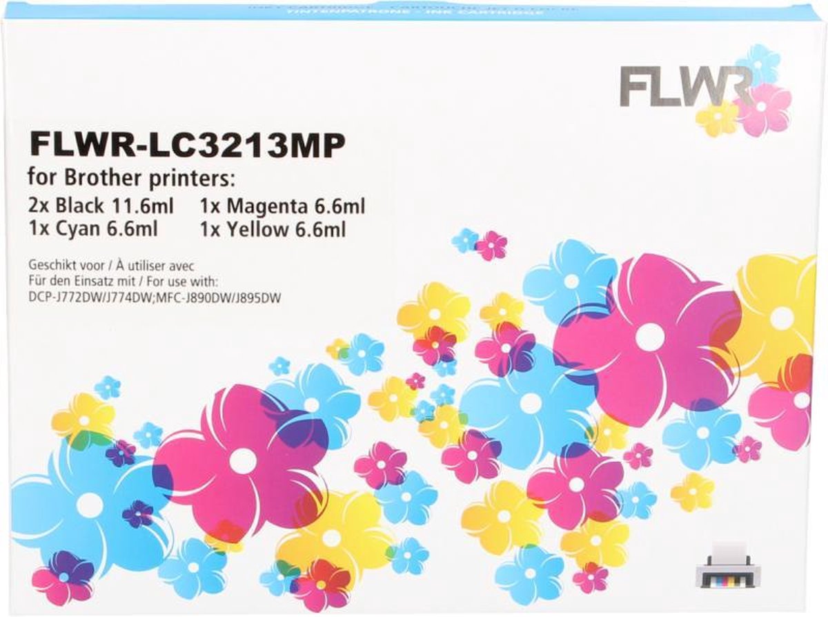 FLWR Brother LC-3211 Multipack zwart en kleur cartridge