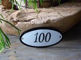 Emaille huisnummer 10x5 wit nr. 100