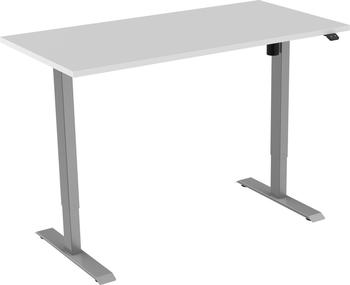 Active zit sta bureau elektrisch - 120 x 80 cm - grijs frame - Wit werkblad- ergonomisch bureau - verstelbaar bureau