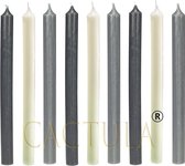 Cactula belles longues bougies à dîner 28 cm en 3 couleurs Trendy 9 pièces |Des nuages | Gris foncé / Champagne / Gris acier