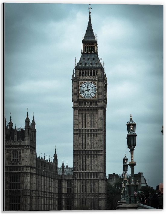 Dibond - Bruine Big Ben in Londen - 30x40cm Foto op Aluminium (Wanddecoratie van metaal)