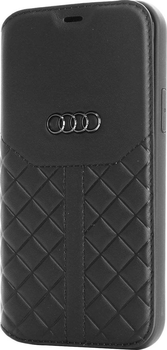 Audi hoesje - Zwart - iPhone 12 Pro Max - Book Case - Q8 Serie - Genuine Leather