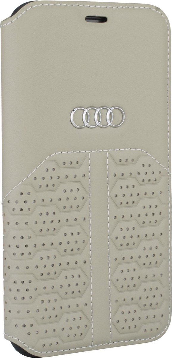 Audi hoesje - Beige - iPhone 12 Mini - Book Case - A6 Serie - Genuine Leather