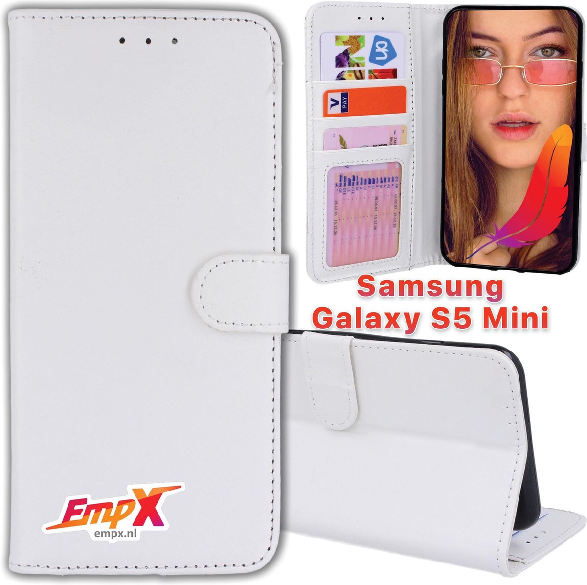 EmpX.nl Couverture de livre Wit Galaxy S5 Mini | Étui portefeuille  portefeuille pour... | bol.com