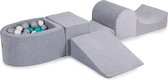 Ballenbakje.nl® Foam Speelset met ballenbak Grijs incl 100 Ballen: Grijs, Wit, Turquoise
