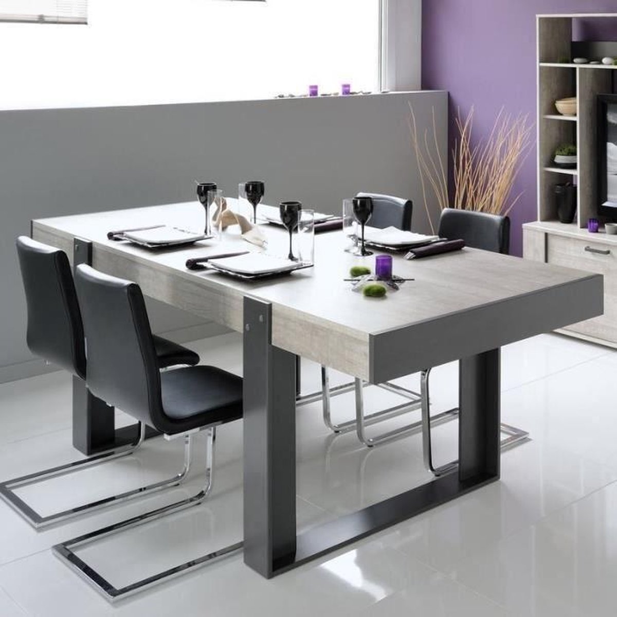 LOFT Table a manger de 8 a 10 personnes style contemporain décor bois  naturel - L 224... | bol.com