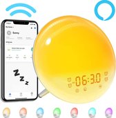PIXMY - 6-in-1 - Sunset Lamp - Wake Up Light - 2021 Versie - Smart Met App - 7 Kleuren - Alarm, Snooze, Timer, FM Radio, Wekker - Lichtwekker - Wekker Met Licht