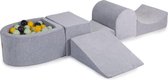 Ballenbakje.nl® Foam Speelset met ballenbak Grijs incl 100 Ballen: Licht Groen, Geel, Zwart