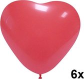 Hartjes ballonnen Rood, 6 stuks, 25 cm