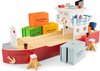 New Classic Toys Grote Houten Speelgoed Containerboot - Inclusief 4 Containers