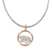 Silventi 732401023 - Ketting met Hanger - Brass - 25 mm doorsnee - Olifantje - Ankerschakel - 72 cm - Staal  - Rose gold plated