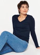 LOLALIZA Basic trui met v-hals - Marine Blauw - Maat M