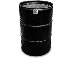 BarrelQ Big - Houtskoolbarbecue met Teppanyaki Grillplaat - Zwart Staal - Ø57x87 cm - 200L - Vuurkorf & Statafel - Inclusief Beschermhoes