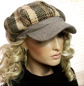 Dames pet baretje ballonpet met korte klep kleur bruin multi maat S