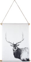 Villa Madelief Interieurbanner hert - Textielposter - 120x160cm - Wandkleed - Wandtapijt - Wanddecoratie voor thuis - Makkelijk op te hangen - Poster met houten hangers