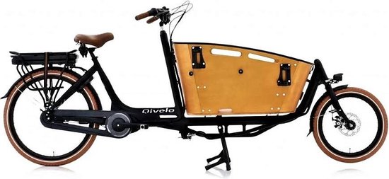 Elektrische bakfiets bakfietsen - fiets - eco - Qivelo Curve 2 wieler - Middenmotor Bafang - unisex - matzwart - bruin - shimano naaf versnelling