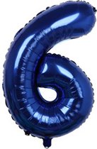 Folieballon / Cijferballon Blauw XL - getal 6 - 82cm