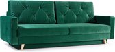 InspireMe- 3-zitsbank van Velvet voor woonkamer, slaapbank, sofa met slaapfunctie en opbergruimte, moderne bank, 3-zits - 229x97x95 cm, 200x140cm - NICO (Groen)