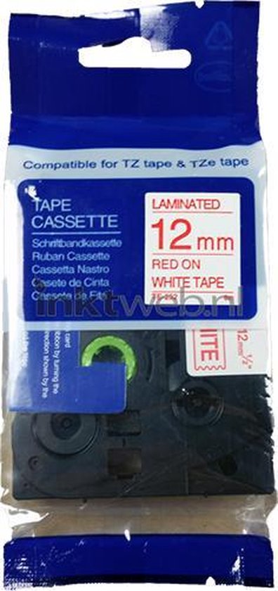 FLWR - Lettertape / TZE-232 / Rood op Wit - Geschikt voor Brother