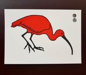 Ibis Vogel - A4 Linodruk Prent Handgedrukt door Artisjok-mobiel - Posters van Dieren