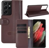 Samsung Galaxy S21 Ultra hoesje - Luxe wallet bookcase - Bruin - GSM Hoesje - Telefoonhoesje Geschikt Voor: Samsung Galaxy S21 Ultra