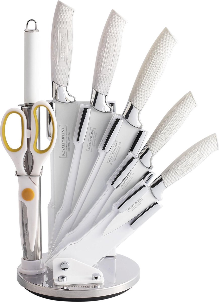 Royalty Line Messenblok met Messen - 8-delig - Wit - Non-stick coating