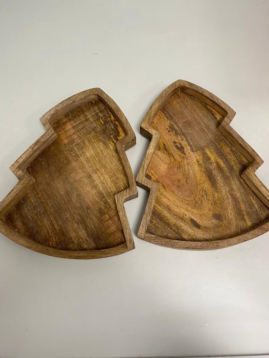 Houten decoratie kerstboom 2 stuks (groot)