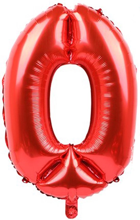Folieballon / Cijferballon Rood XL - getal 0 - 82cm